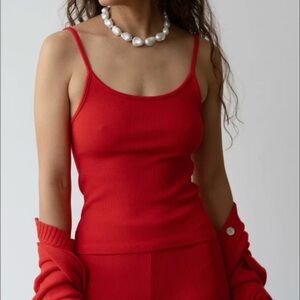 DONNI ribbed spaghetti tank tomato Medium